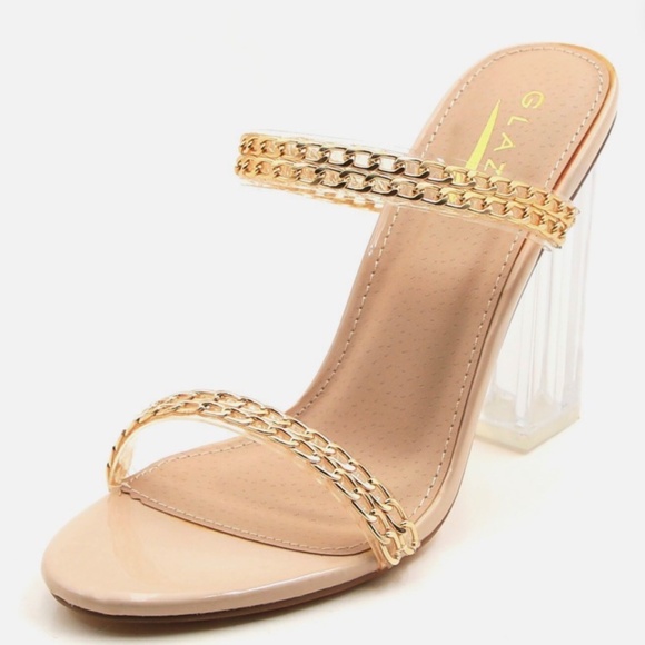 Glaze Shoes - Glaze Element-2 Rose Gold Chain Strap Clear Heel Sandals Women’s Size 7 NWB
